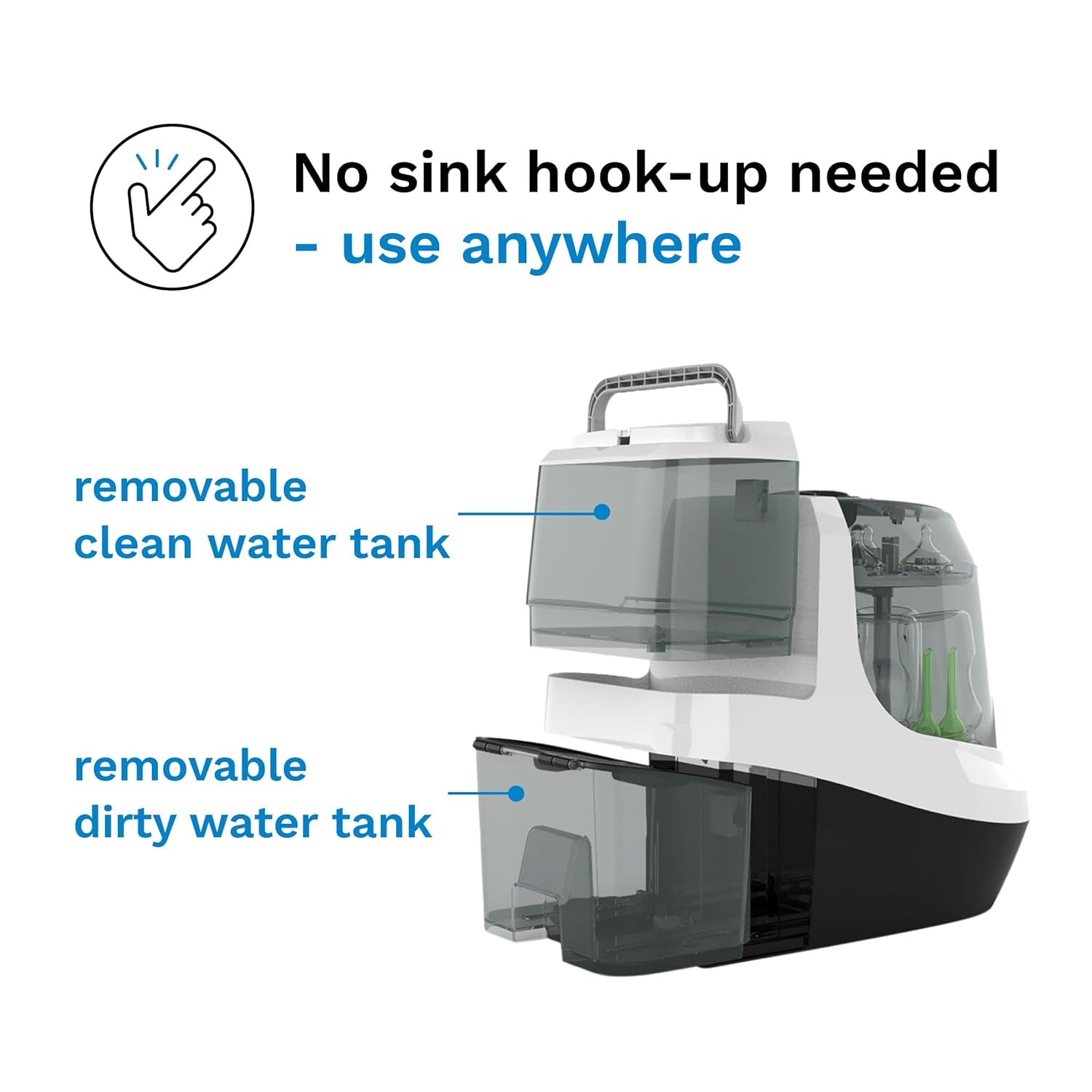 Baby Bottle Washer Pro - Clinically Proven Better Cleaning - Washer, Sterilizer + Dryer in One Appliance for Essentials like Bottles + Pump Parts – Machine Replaces Brushes + Racks