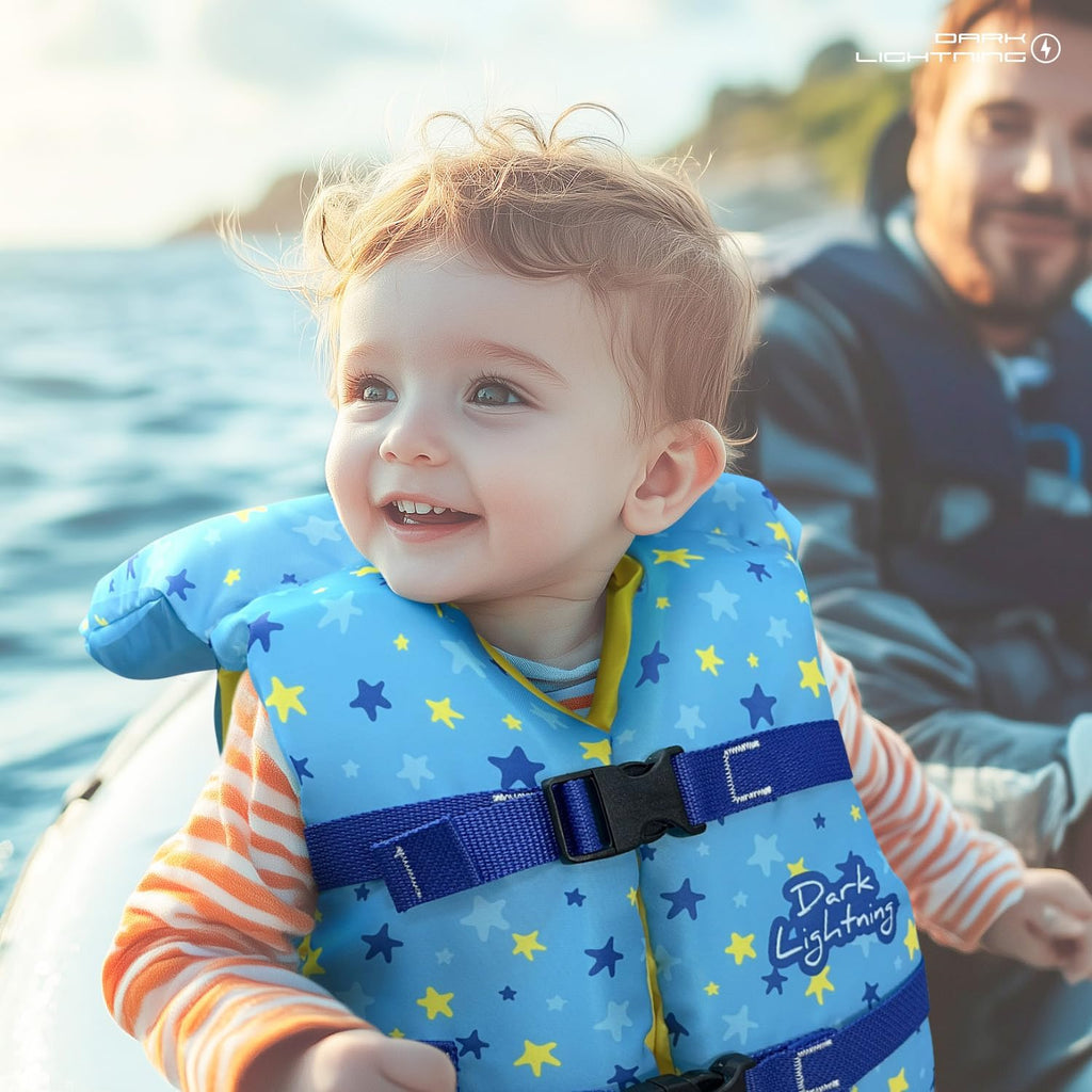 USCG Approved Infant Life Jacket 0-30 Lbs, Toddler Swim Vest and Baby Life Vest for 1-3 Years, 20-30 Lbs, Headrest, Leg Strap and Grab Handle