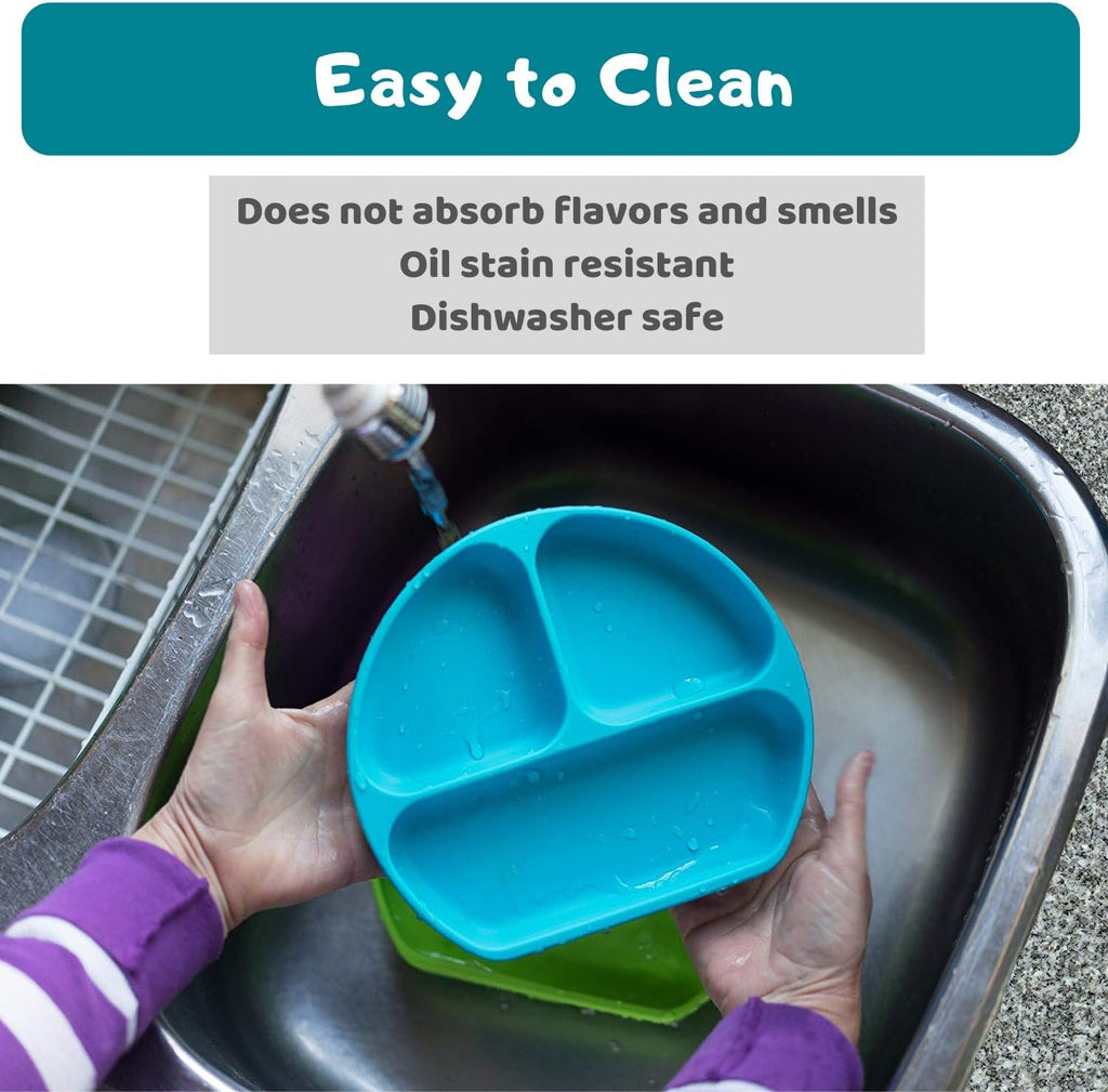 Suction Plate for Toddlers | BPA Free, 00% Food-Grade Silicone | Microwave, Dishwasher and Oven Safe | Stay Put Divided Baby Feeding Plates