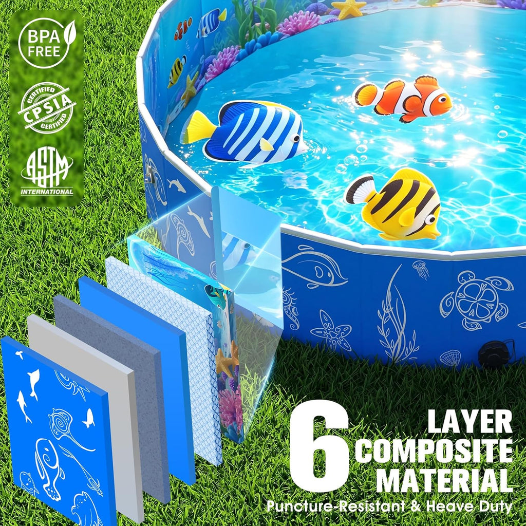 2026 Kiddie Pool with Canopy,Baby Swimming Pool for Toddler,Foldable Kiddie Pool with Shade,Portable Kids Pool for Backyard,Plastic Kiddie Pool with Sun Shade,Pop up Baby Pool for Beach-51''