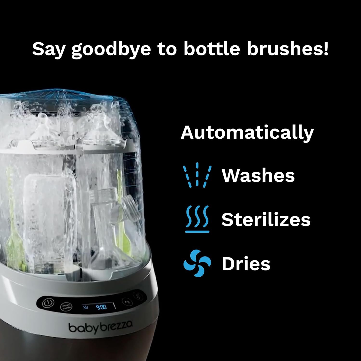 Baby Bottle Washer Pro - Clinically Proven Better Cleaning - Washer, Sterilizer + Dryer in One Appliance for Essentials like Bottles + Pump Parts – Machine Replaces Brushes + Racks