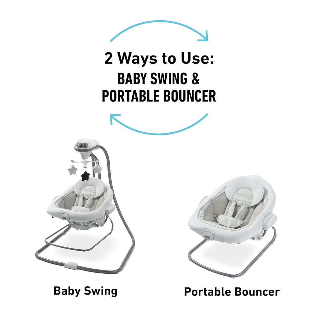 Graco Duetconnect LX Portable Baby Swing and Bouncer, Multi-Direction Baby Bouncer Seat, Multiple Swing Speeds, Great Gift for New Parents, Redmond
