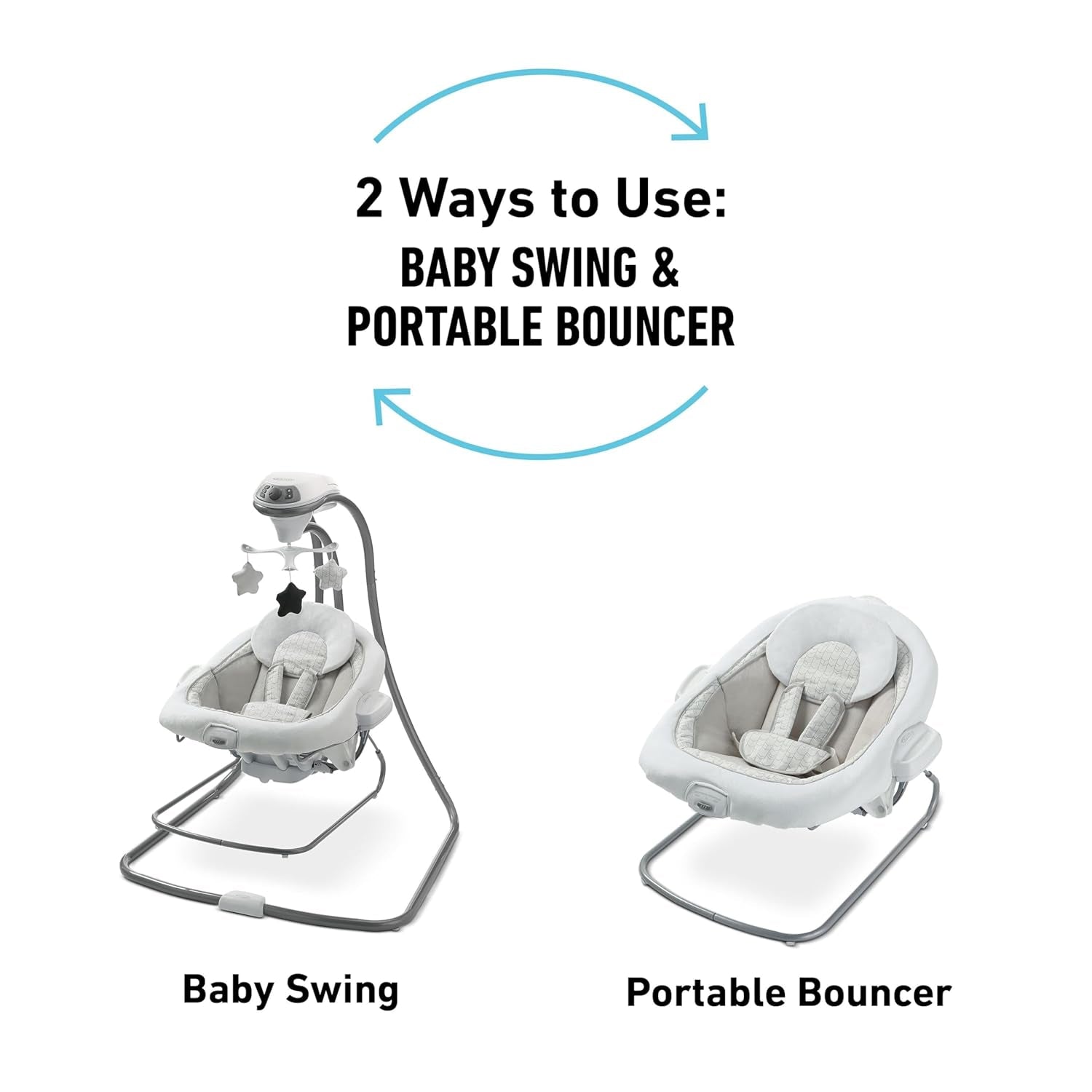 Graco Duetconnect LX Portable Baby Swing and Bouncer, Multi-Direction Baby Bouncer Seat, Multiple Swing Speeds, Great Gift for New Parents, Redmond