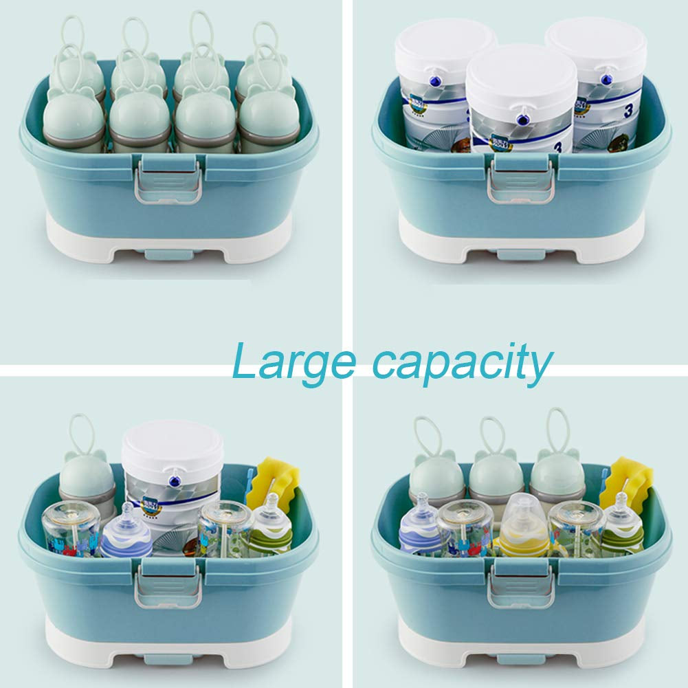 Baby Bottle Drying Rack Storage, Large Nursing Bottle Storage Box Organizer with Cover, Portable Kitchen Cabinet Organizer, Durable Countertop Dryer
