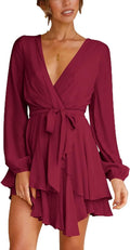 Chic Bohemian Tie-Waist Mini Dress - Flowy Casual T-Shirt Tunic for Women