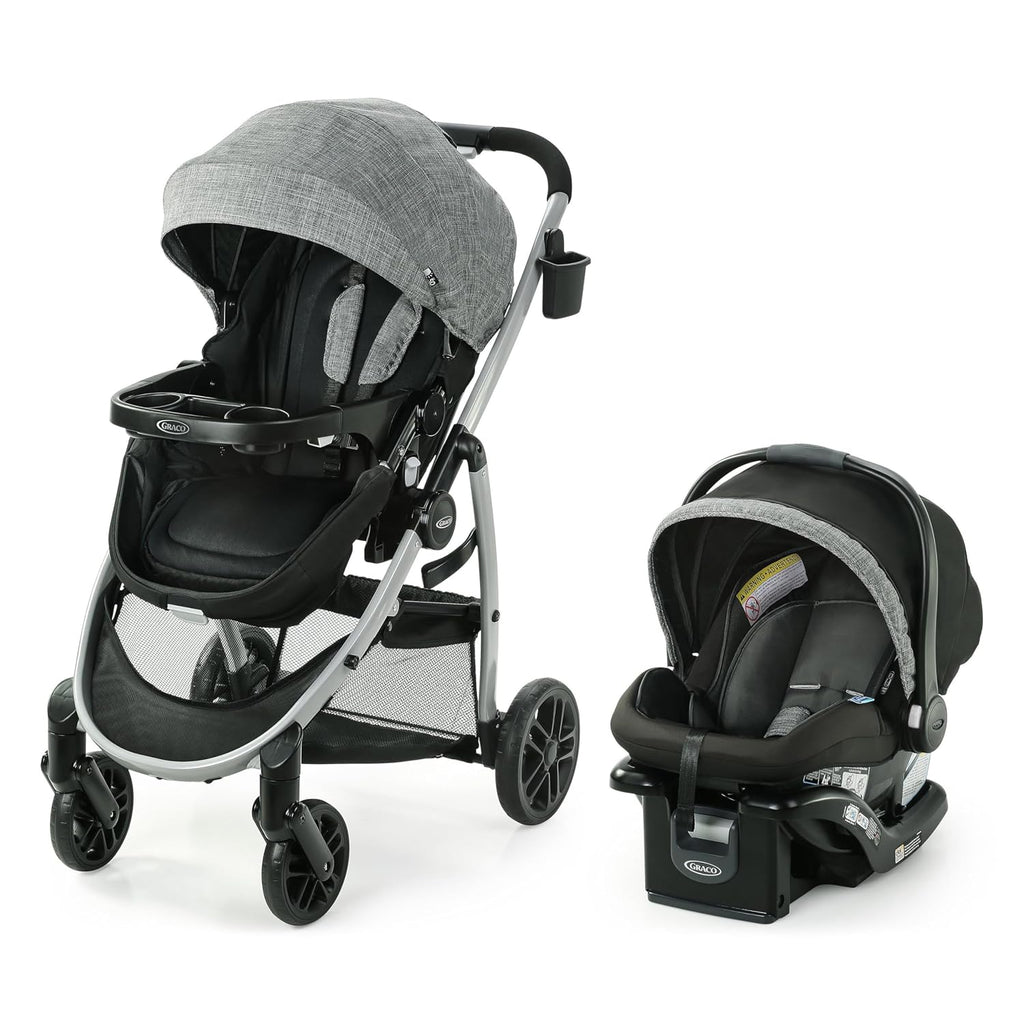 Graco Modes Pramette Travel System, Car Seat and Stroller Combo, Includes Snugride LX Infant Car Seat and Baby Stroller, 3 Modes: Car Seat Carrier, Pramette, Toddler Stroller, Ellington
