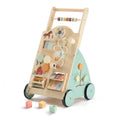 Wooden Baby Push Walker, Montessori Activity Toys with Adjustable Speed for 1 Year Old, Silent Rubber Wheels, Wood