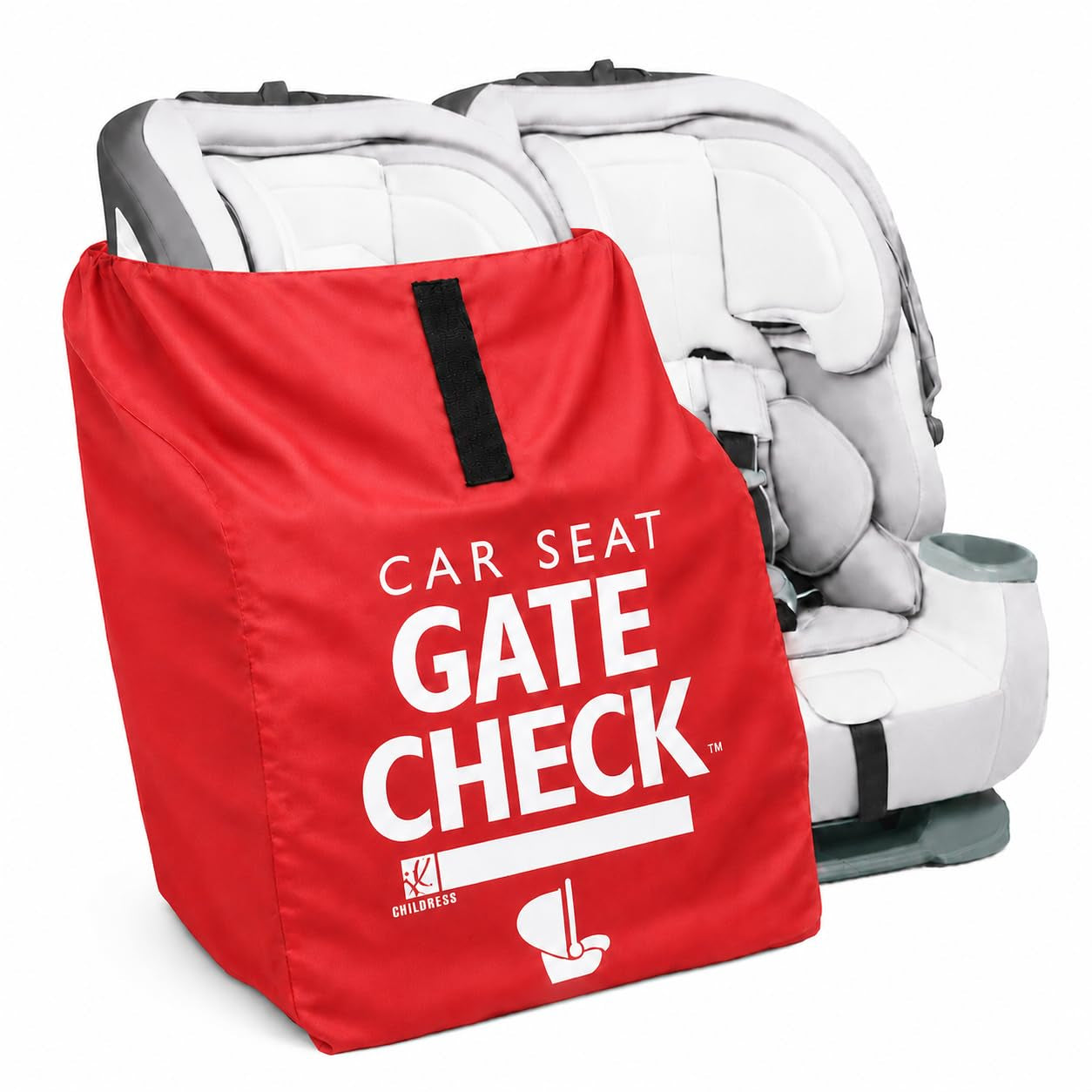 Gate Check Travel Bag for Car Seats - Car Seat Travel Bag for Airplane, Fits All Baby & Infant Carriers, Airport Accessories for Gate Check, Flying Essentials, Airtag Compatible - Red