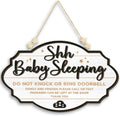 Shhh Baby Sleeping Sign for Front Door - Please Do Not Knock or Ring Doorbell Sign, Baby Sleeping Door Sign, No Knocking Door Sign, No Soliciting Do Not Knock Sign