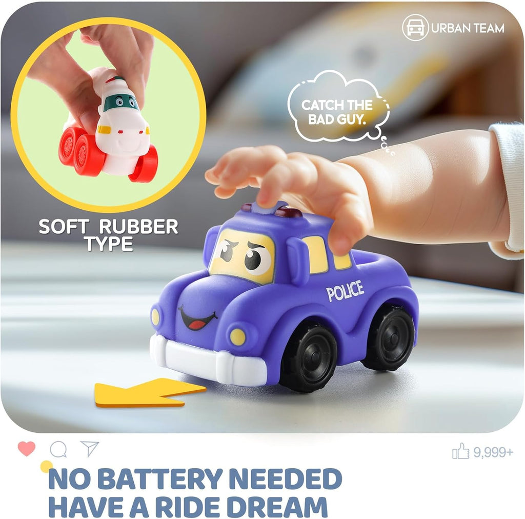 Soft Rubber Toy Figure Car for 1 Year Old Boy with Playmat (Storage Bag)|12 PCS Cartoon Cars Baby Toys for 12-18 Months & Toddler Age 1-2|First Birthday|Gift for 1 2 3 Year Old Boy