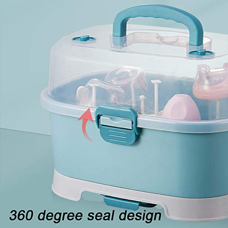 Baby Bottle Drying Rack Storage, Large Nursing Bottle Storage Box Organizer with Cover, Portable Kitchen Cabinet Organizer, Durable Countertop Dryer