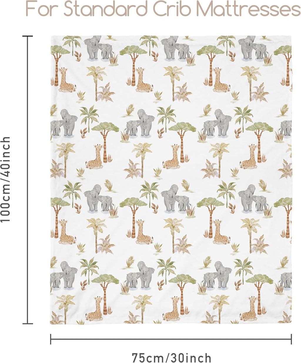 Baby Blankets for Boys Girls, Super Soft Nursery Minky Blanket Neutral with Print Brown Savanna Elephant and Cozy Raised Dotted Fleece Backing, 30 X 40 Inch Double Layer Bed Throws
