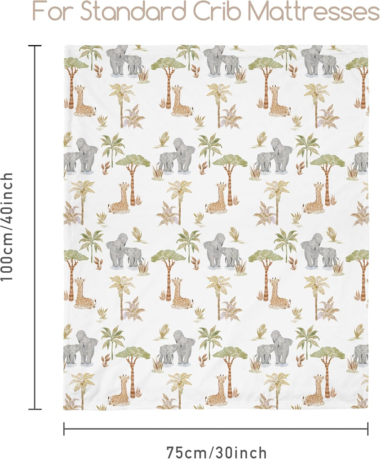 Baby Blankets for Boys Girls, Super Soft Nursery Minky Blanket Neutral with Print Brown Savanna Elephant and Cozy Raised Dotted Fleece Backing, 30 X 40 Inch Double Layer Bed Throws