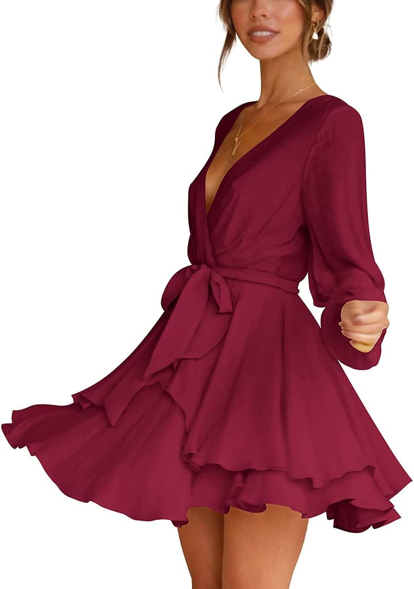Chic Bohemian Tie-Waist Mini Dress - Flowy Casual T-Shirt Tunic for Women
